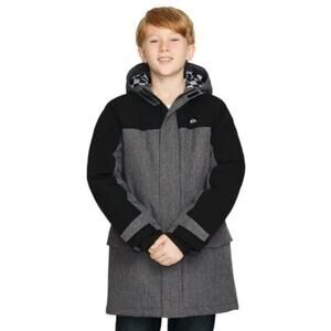 Quiksilver Youth Parka Size Medium 10/12 Snow Ski Jacket‎ Zipper Gray Black